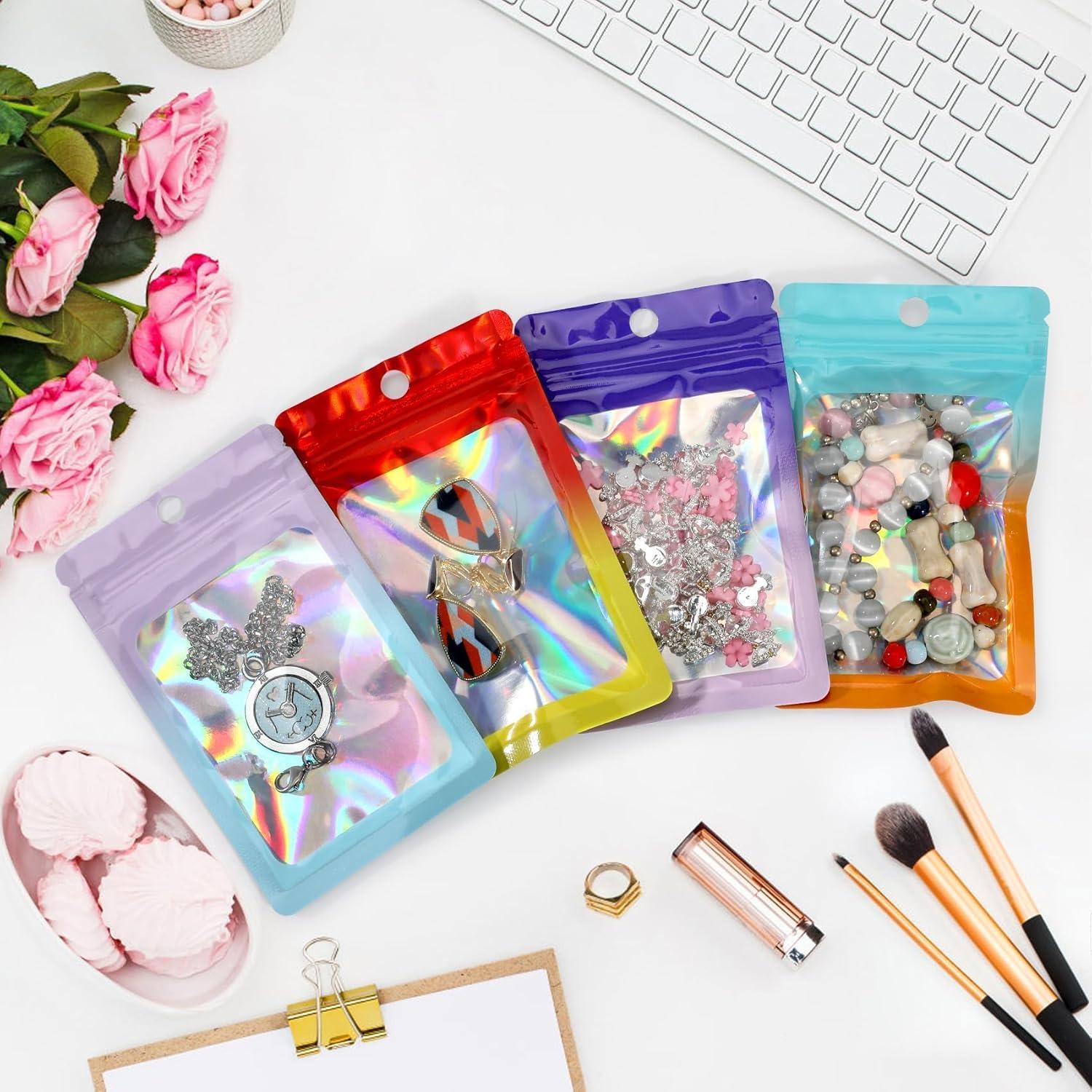 Paquete de 100 Bolsas Holográficas Mylar EgticLive 7x11 cm