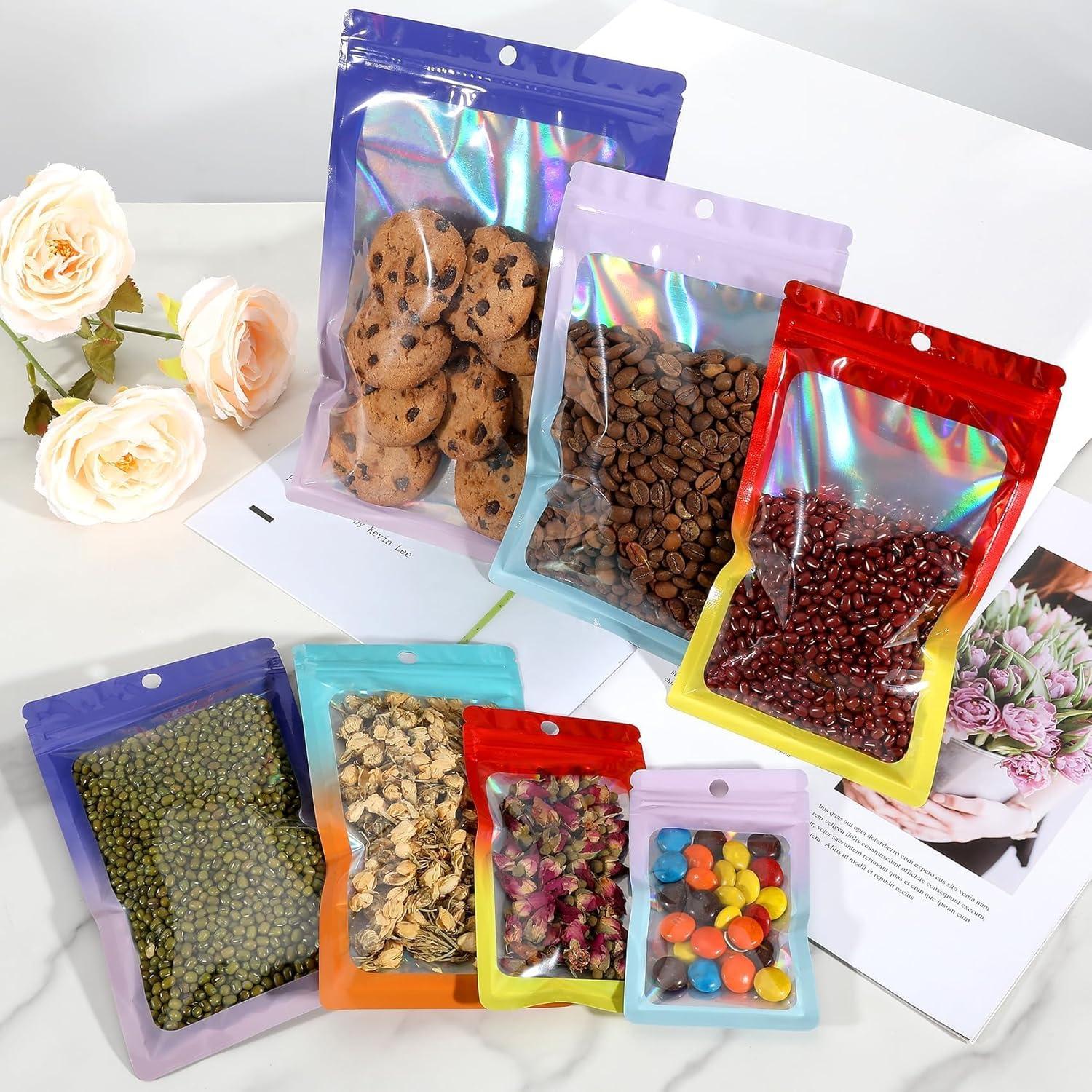 Paquete de 100 Bolsas Holográficas Mylar EgticLive 7x11 cm