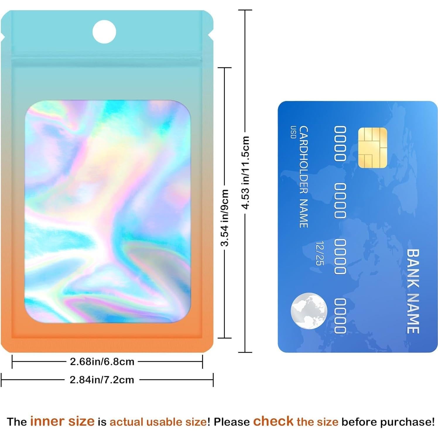 Paquete de 100 Bolsas Holográficas Mylar EgticLive 7x11 cm