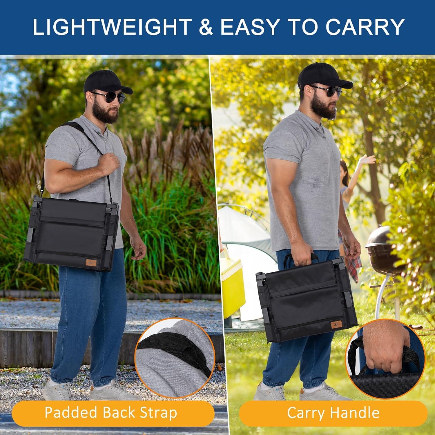 Asiento Plegable de Estadio LOENIY con Respaldo Acolchado Negro