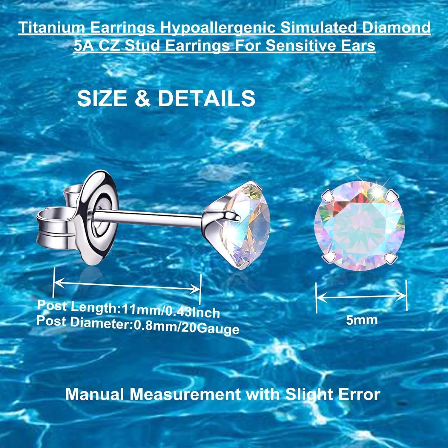 Pendientes de Titanio Hipoalergénicos 5mm para Mujeres y Hombres