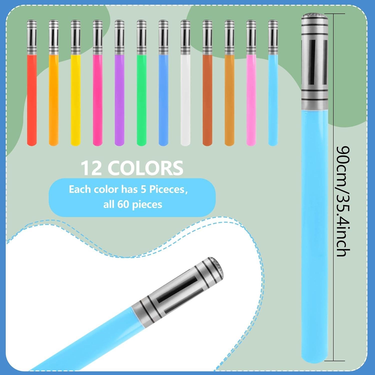 60 Sables de Luz Inflables Cotiny 90 cm para Niños Fiesta