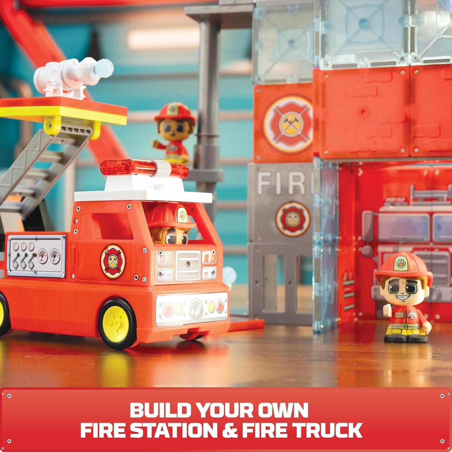 Estación de Bomberos Tile Town + Juego Magnético 66 Piezas