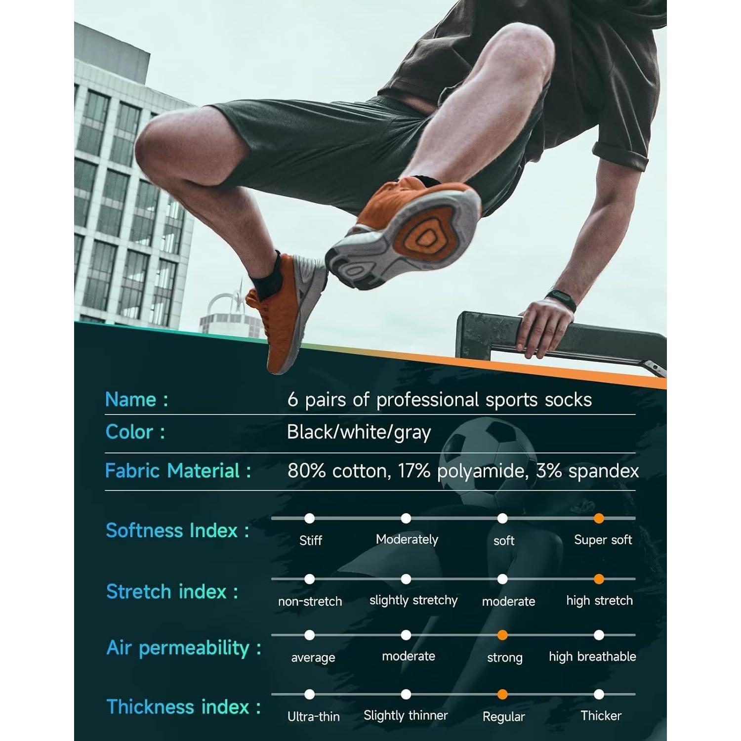 Calcetines Deportivos TANSTC Antideslizantes 6 Pares Unisex