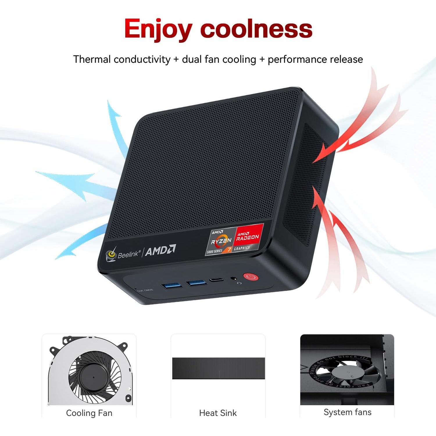 Beelink Mini PC SER5 Pro Ryzen 7 16GB 500GB 4K Triple Pantalla