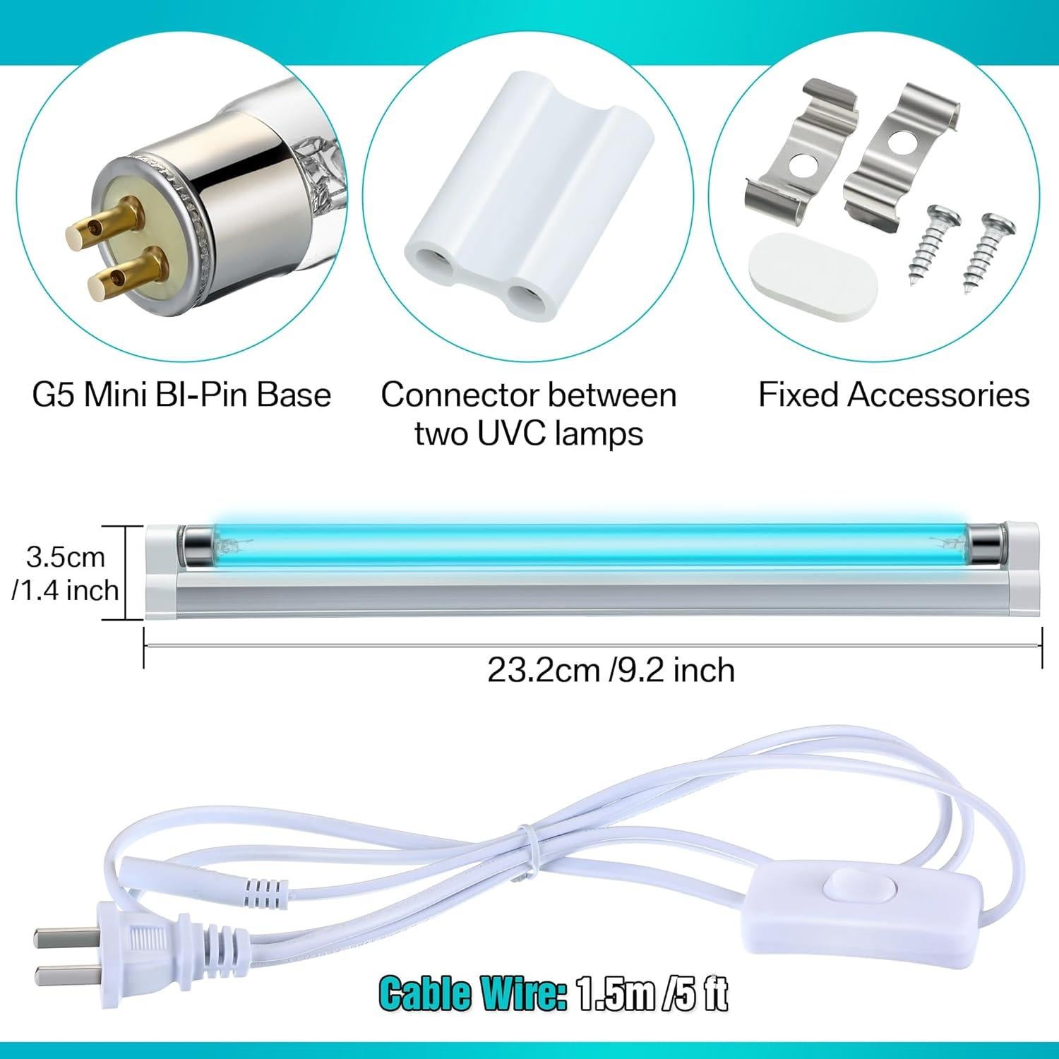 Lámpara Germicida UV Qualirey 6W con Ozono 110V - Desinfección Efectiva