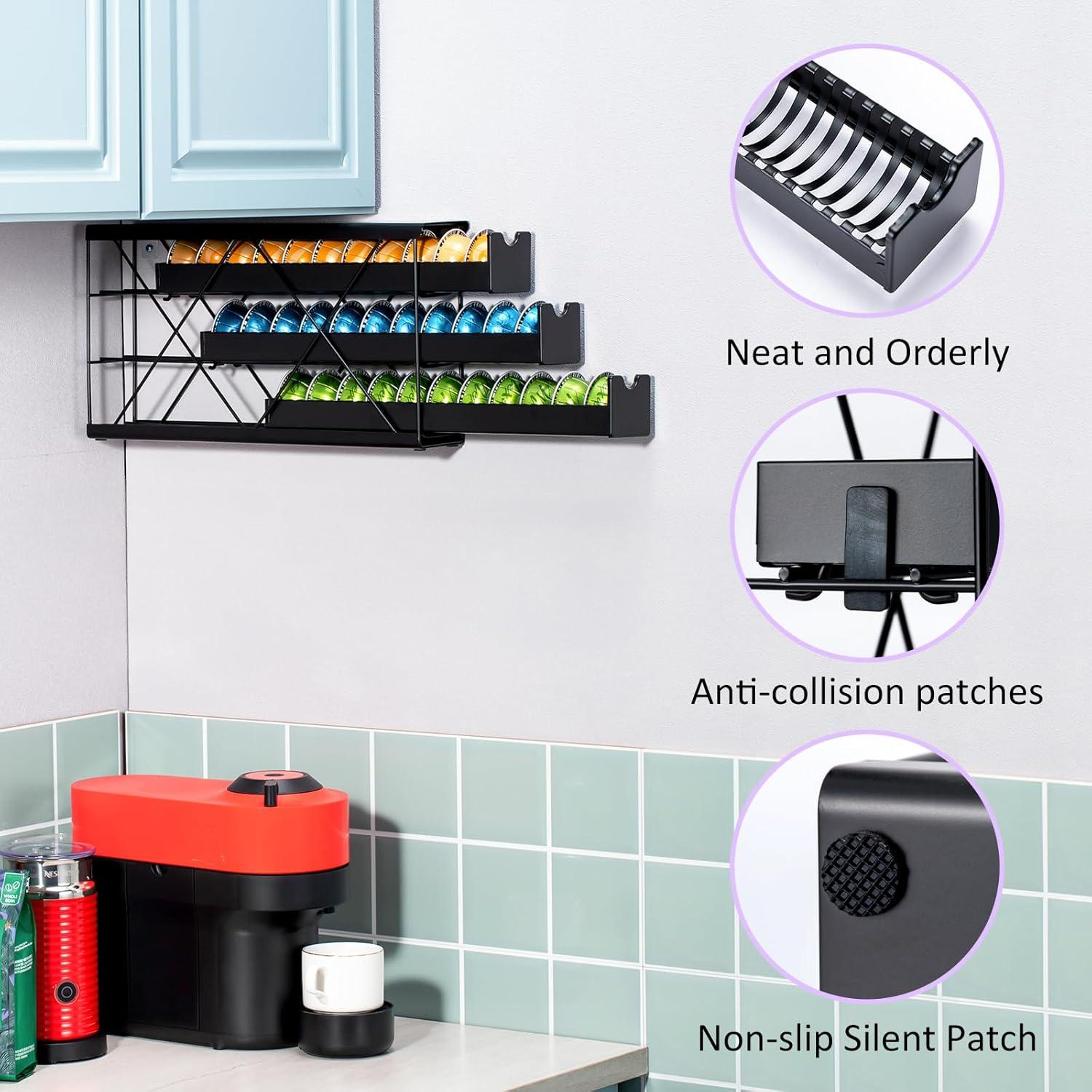 Soporte para cápsulas de café ZCDCP de metal negro 3 niveles