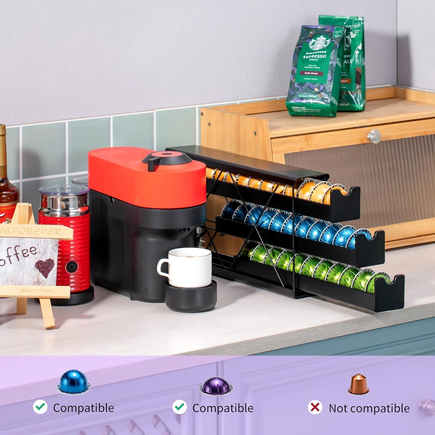 Soporte para cápsulas de café ZCDCP de metal negro 3 niveles