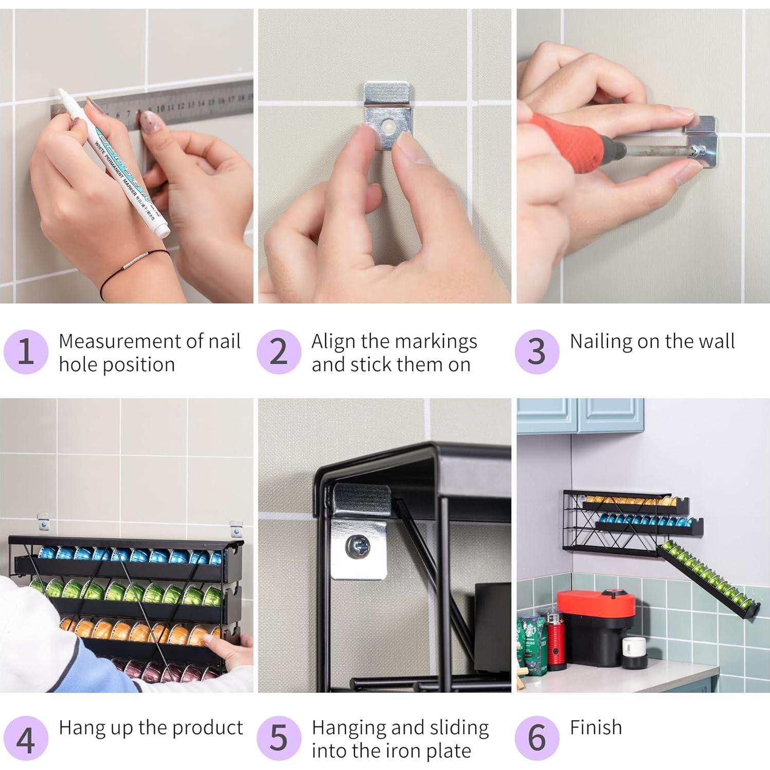 Soporte para cápsulas de café ZCDCP de metal negro 3 niveles