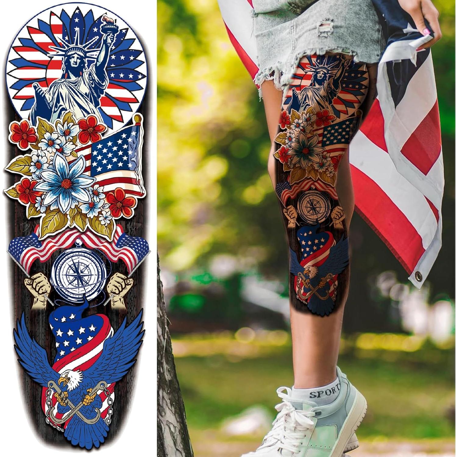 Mangas de Tatuaje Temporal Briyhose 4 de Julio 6 Hojas 48x17cm