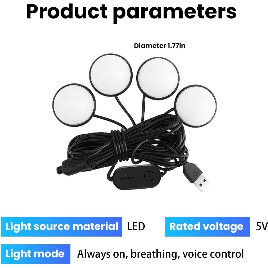 Luces LED Ambientales para Automóvil BESULEN USB Azul 4 Piezas
