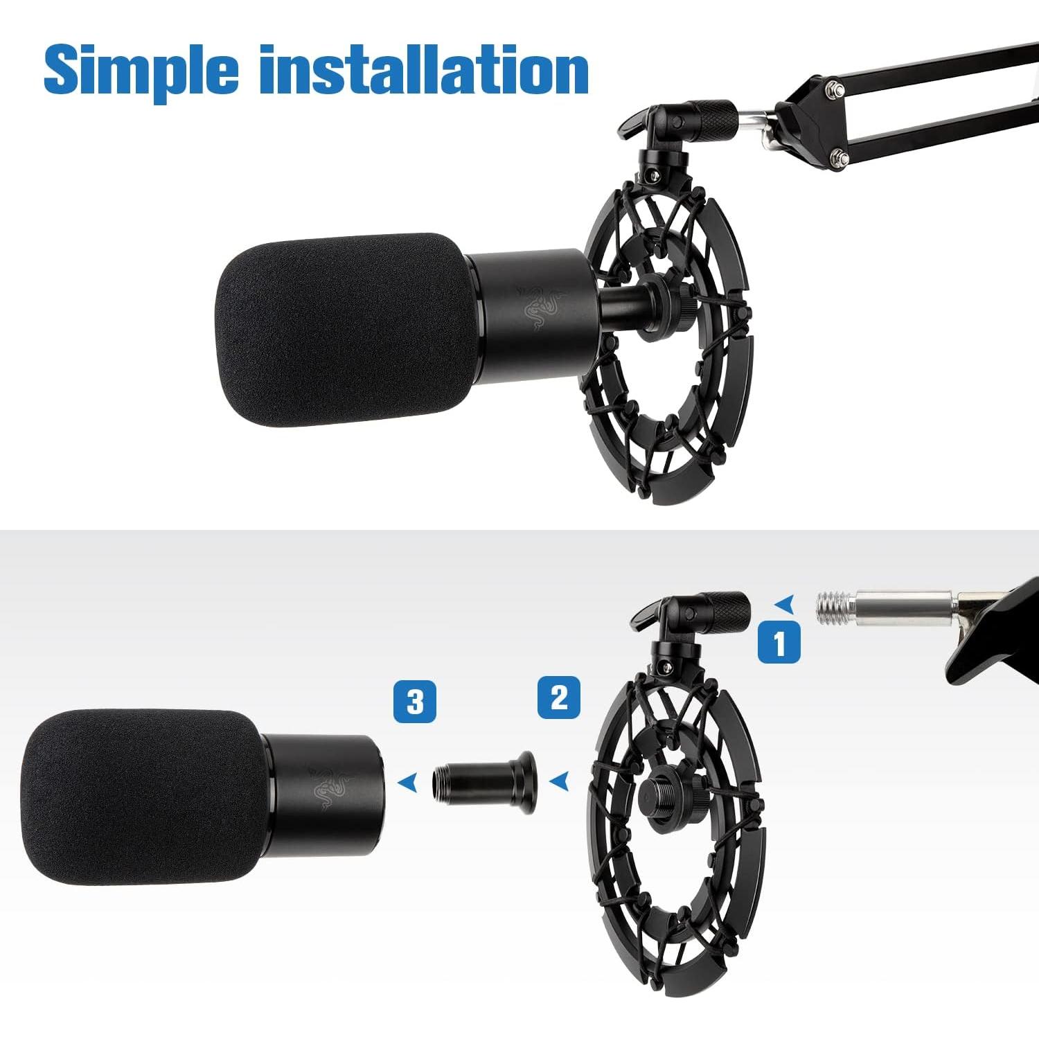 Soporte de choque Razer Seiren X con filtro anti-pop y adaptador