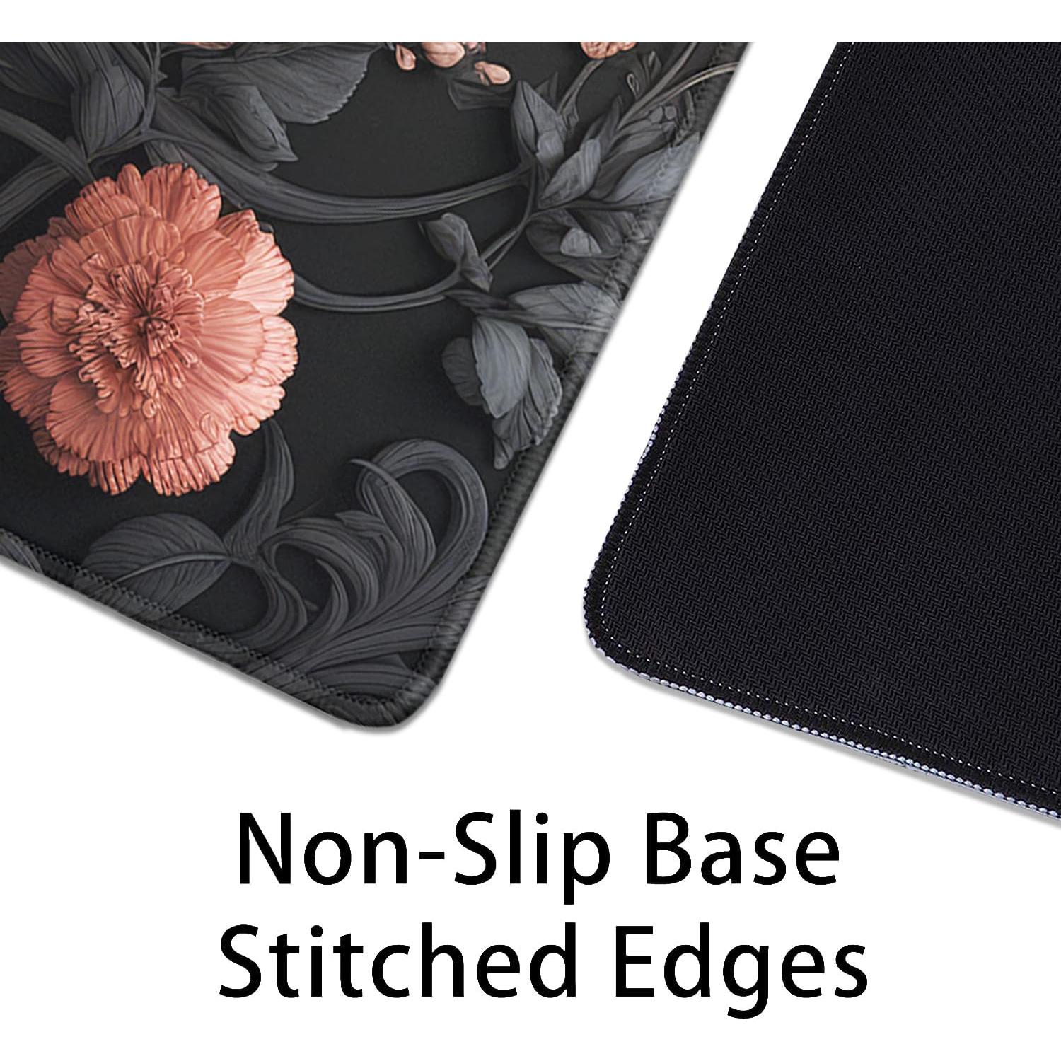 Alfombrilla de Ratón Grande LZVCTMO Floral Negra 69.85x29.97 cm