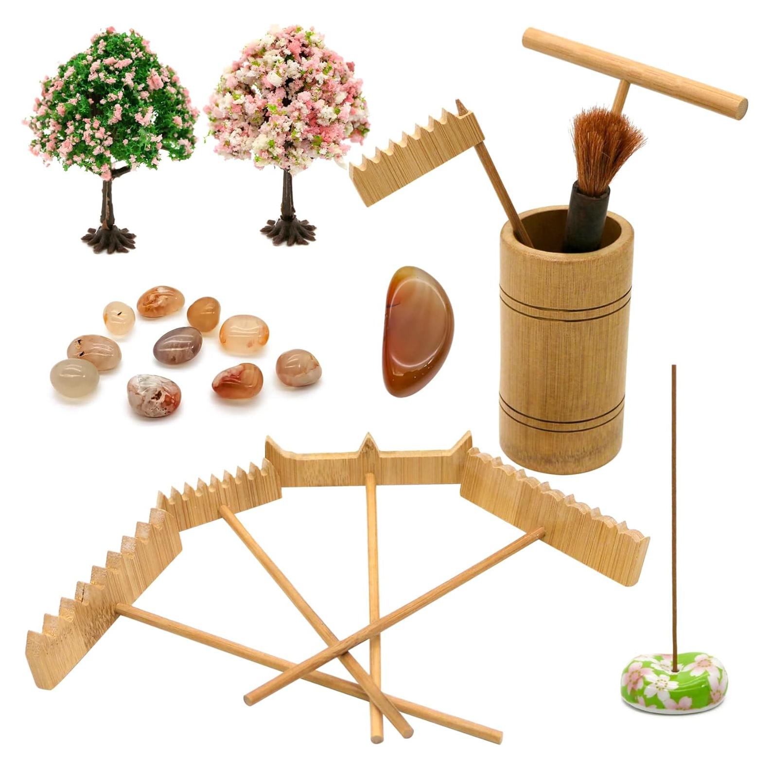 Set de Jardín Zen de 22 Piezas JJJ Arts - Rastrillos de Bambú