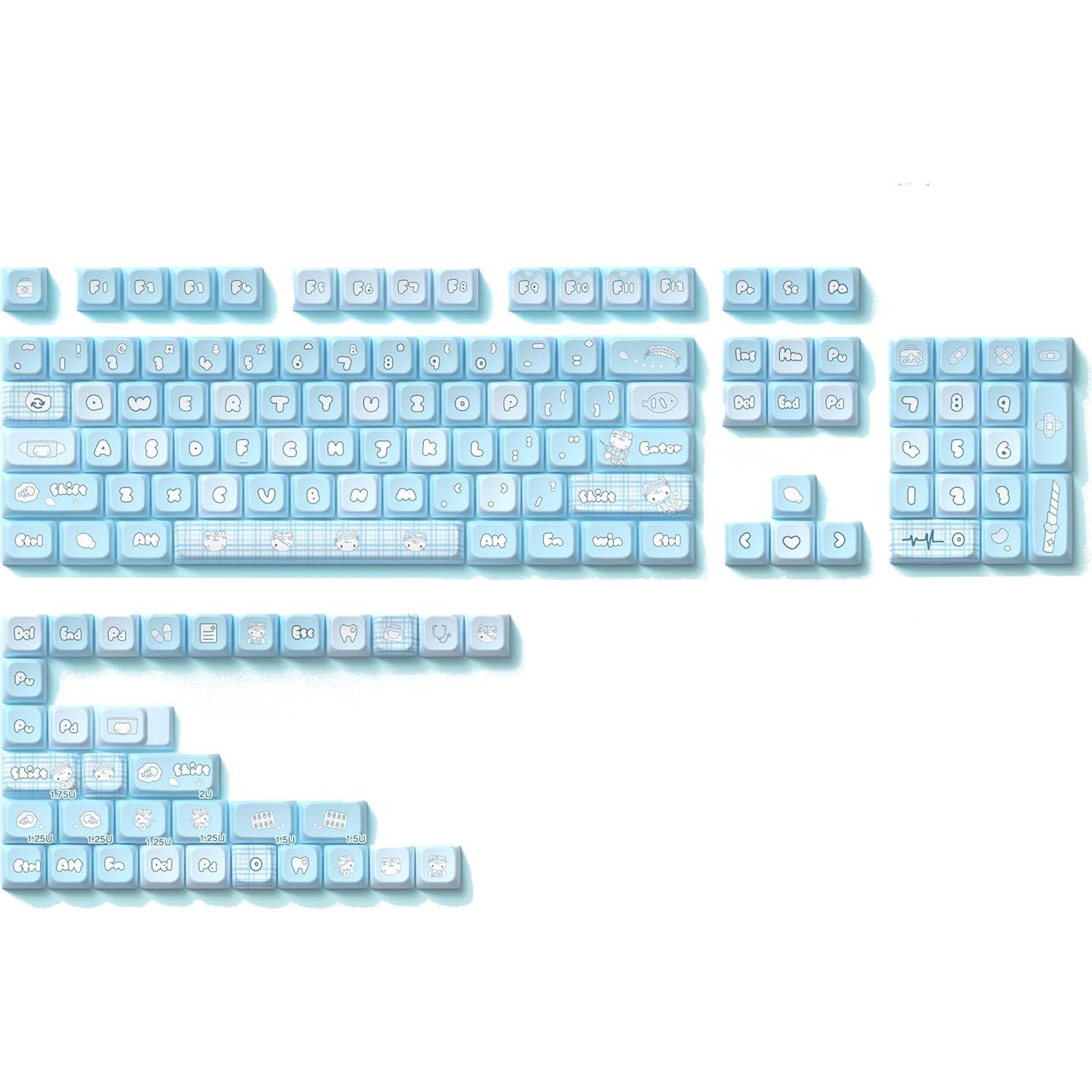 Conjunto de Teclas Personalizadas LUSKINNO Gato Acuático 138 PBT