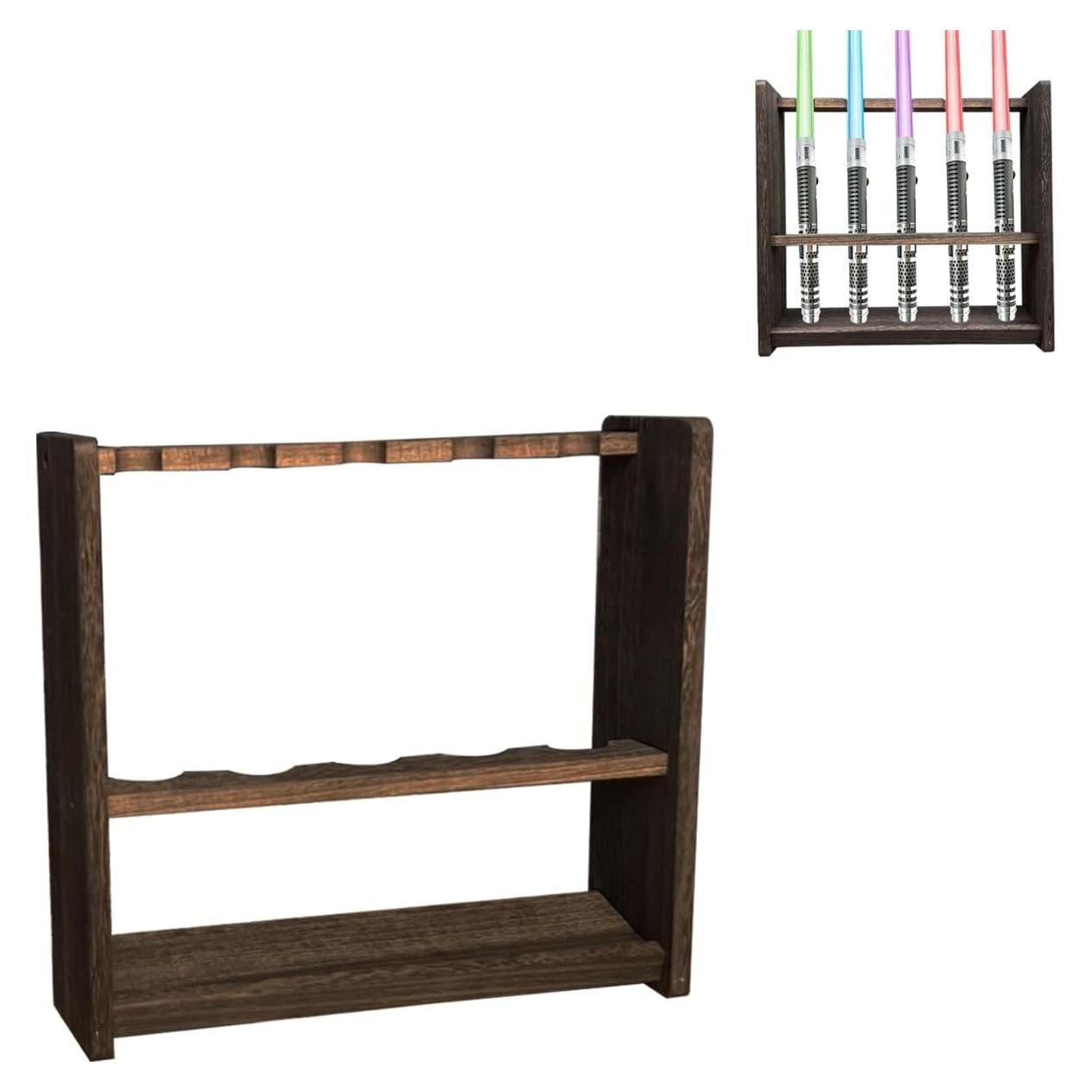 Soporte de Madera para 5 Sables de Luz QIXIN 40x39x12cm