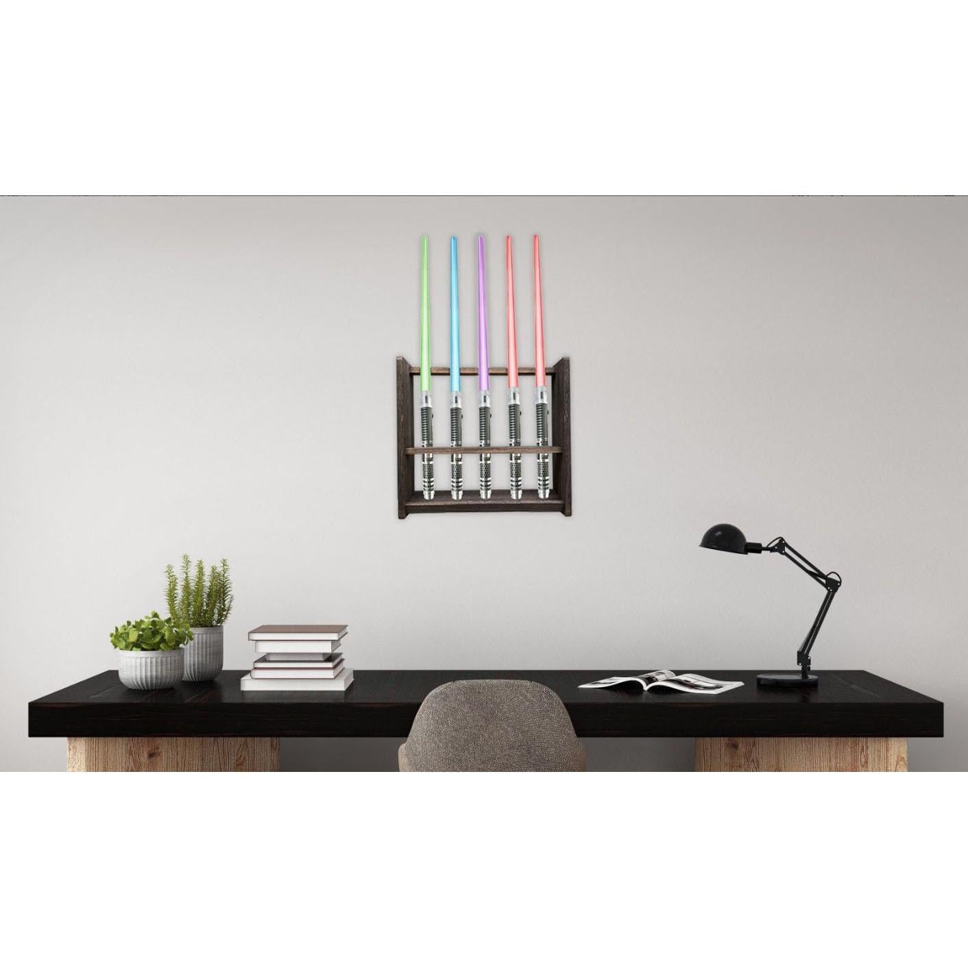 Soporte de Madera para 5 Sables de Luz QIXIN 40x39x12cm