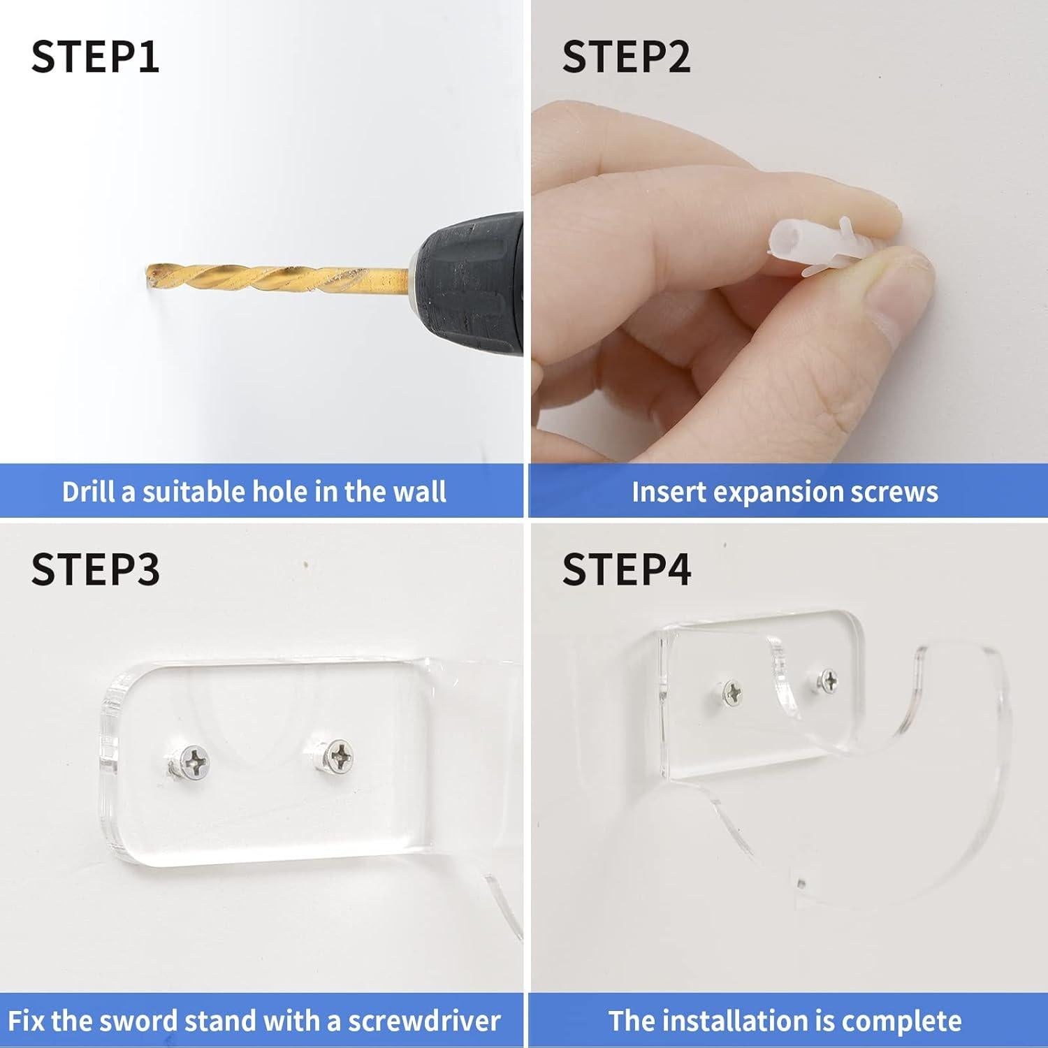 Soporte de Pared para Espadas Acrílico BYTOTU - 2 Juegos