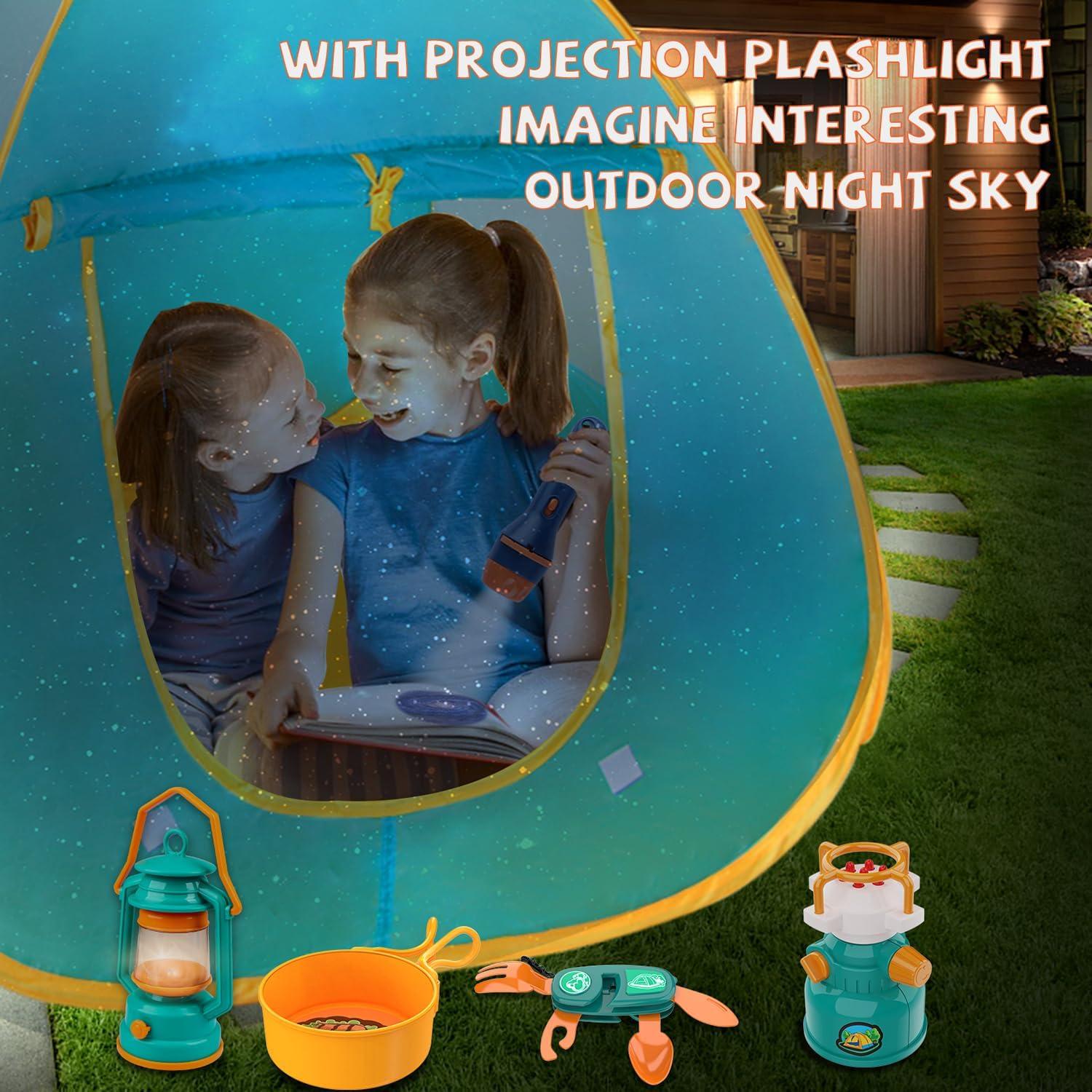 Juego de Camping para Niños Qtioucp con Tienda y Linterna