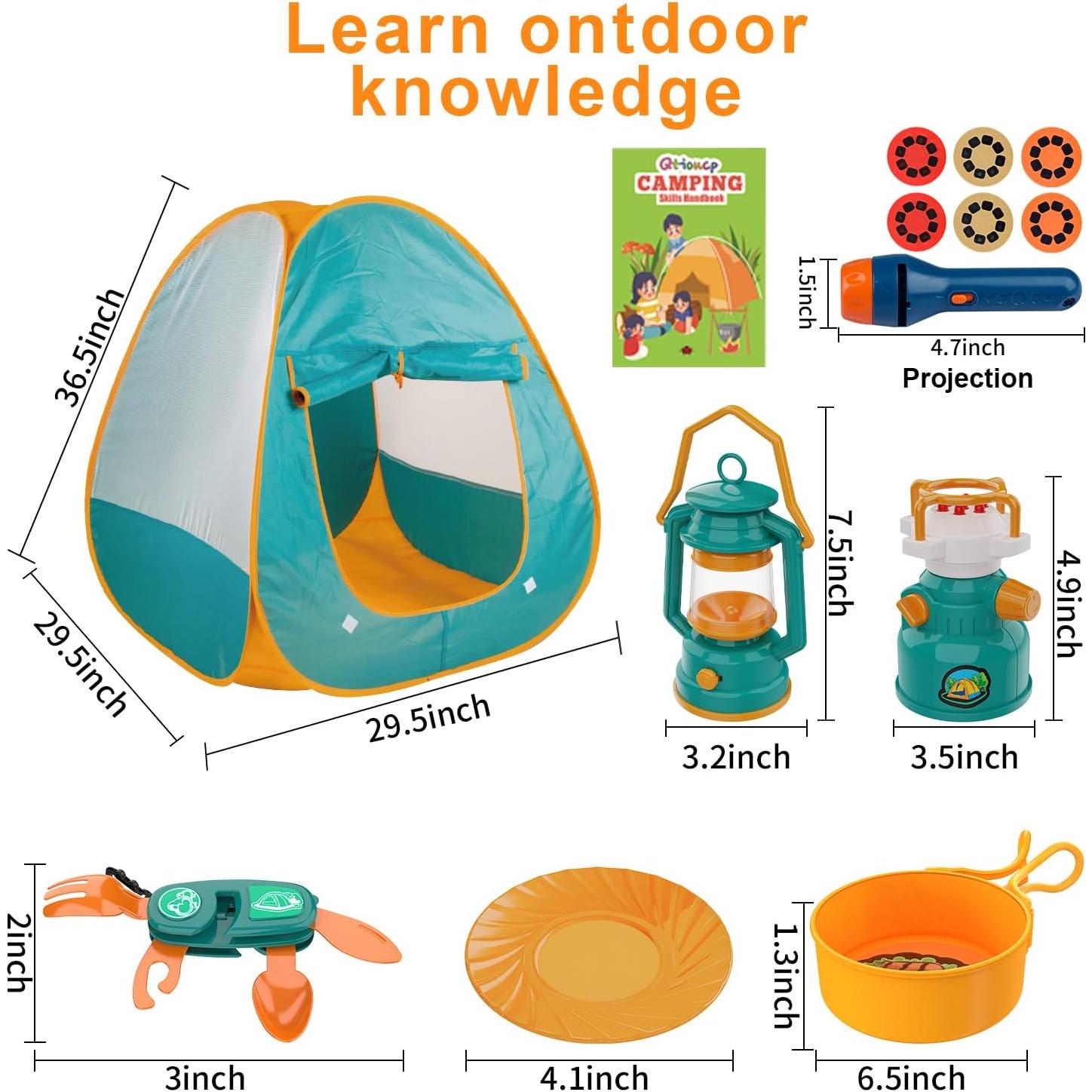 Juego de Camping para Niños Qtioucp con Tienda y Linterna