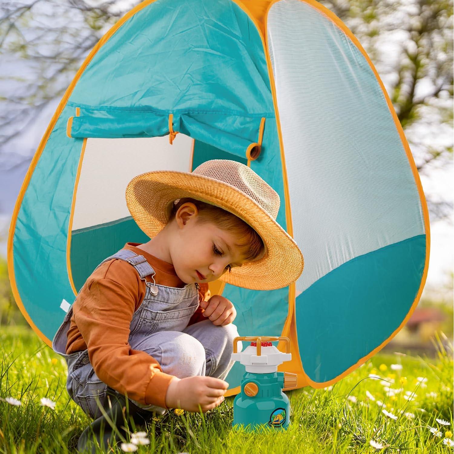 Juego de Camping para Niños Qtioucp con Tienda y Linterna