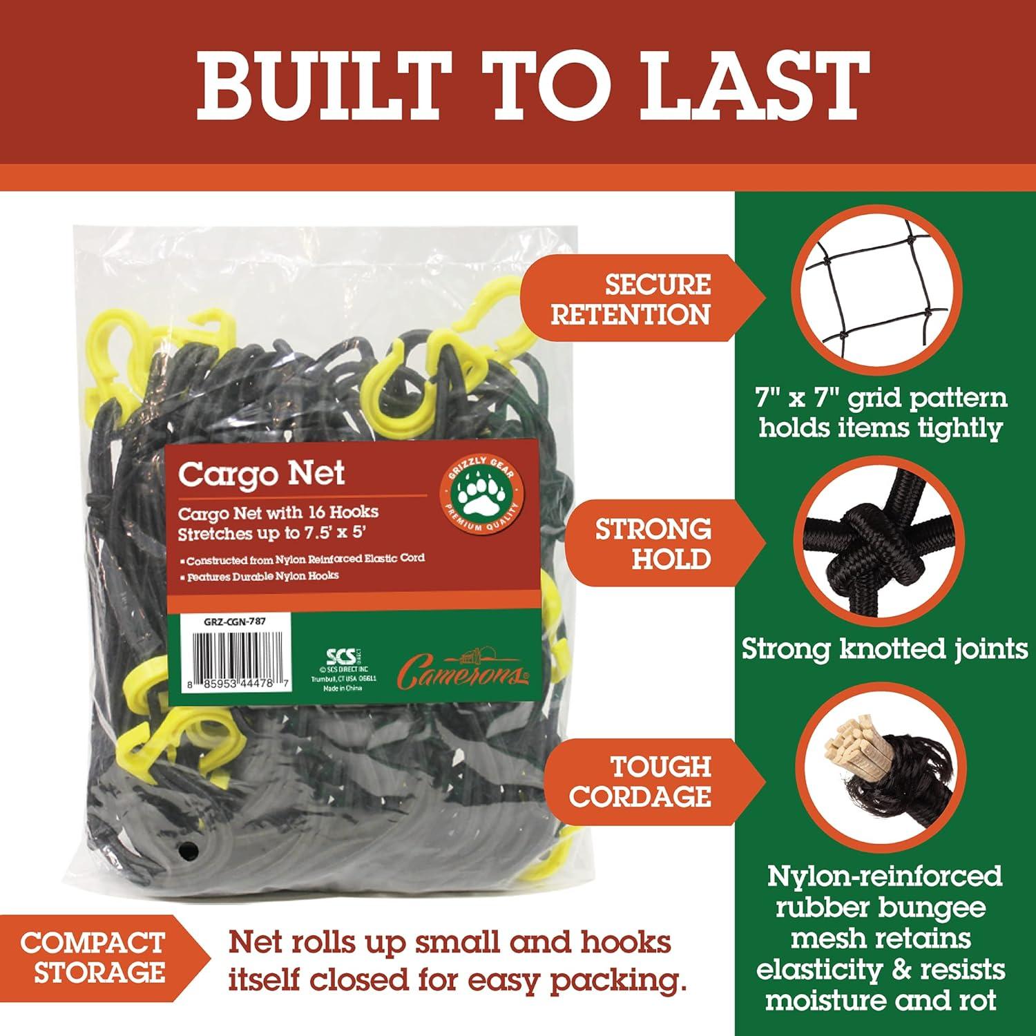 Red de Carga Bungee Grande Grizzly Gear 2.29m x 1.52m 16 Ganchos