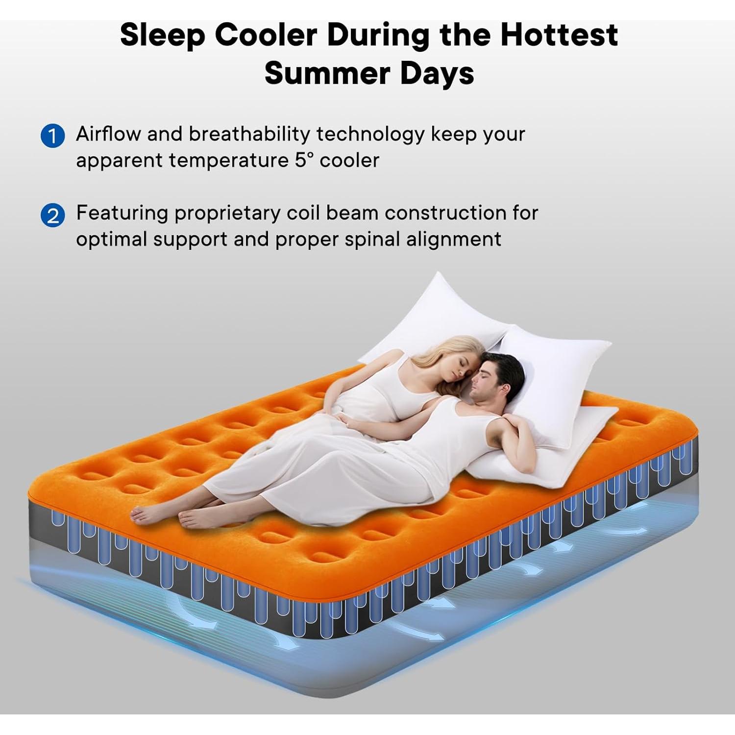 Colchón de Aire Luxchoice Individual con Bomba USB 9" Camping