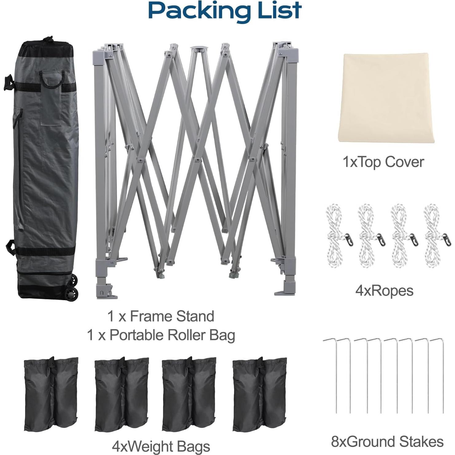 Aoodor 10x10 Ft Pop Up Canopy Tent,Water-Resistant 210D Oxford Fabric Portable Instant Shade, Easy Assembly Commercial Gazebo with Wheeled Carry Bag & 4 Sand Bags for Camping, Party, Khaki