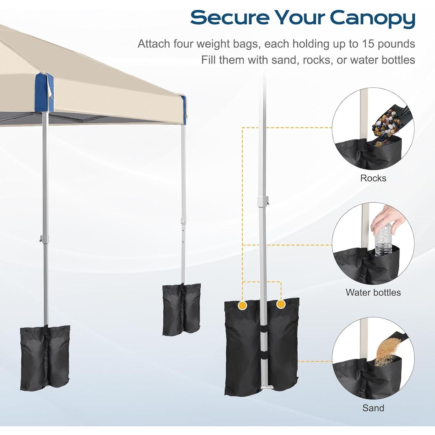 Aoodor 10x10 Ft Pop Up Canopy Tent,Water-Resistant 210D Oxford Fabric Portable Instant Shade, Easy Assembly Commercial Gazebo with Wheeled Carry Bag & 4 Sand Bags for Camping, Party, Khaki
