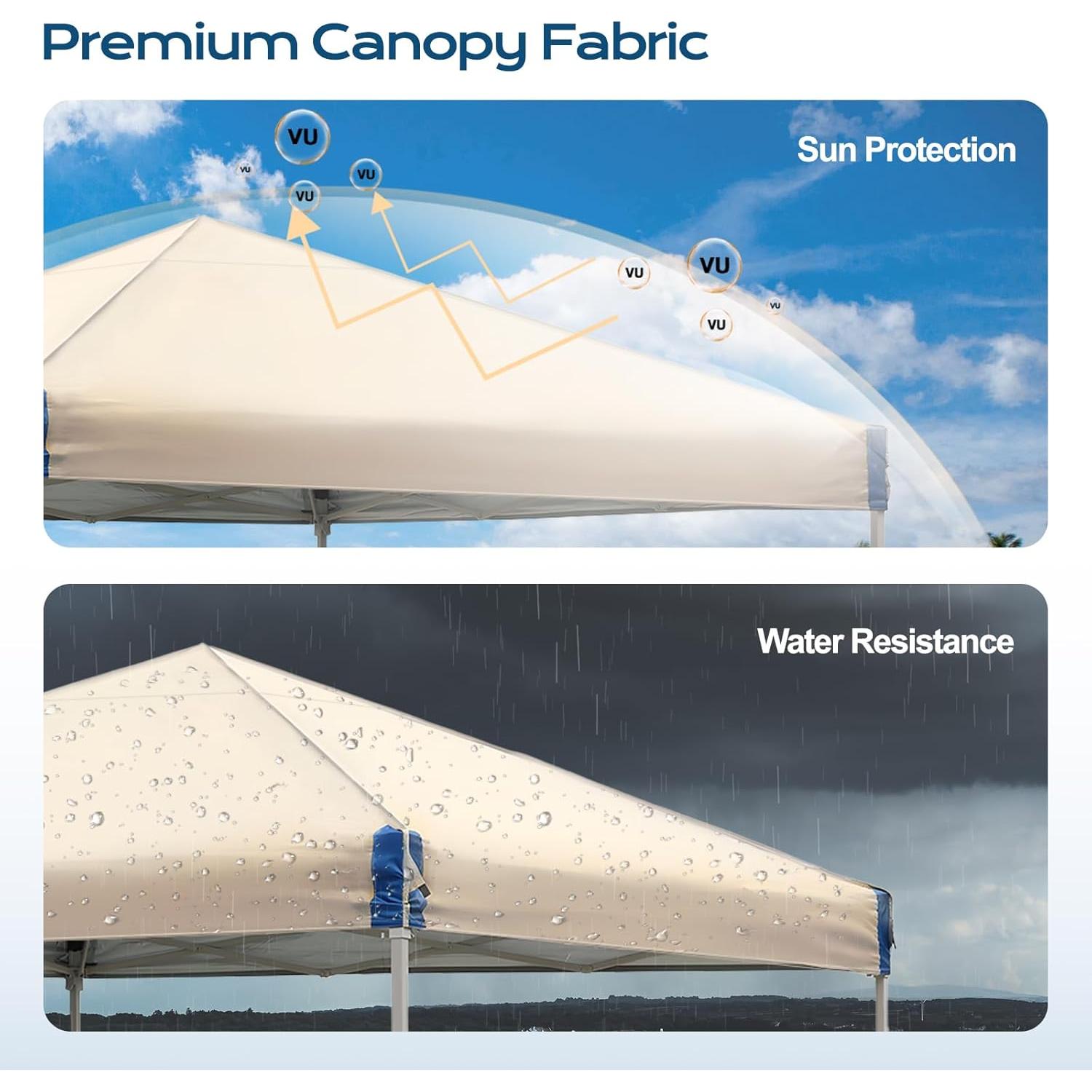 Aoodor 10x10 Ft Pop Up Canopy Tent,Water-Resistant 210D Oxford Fabric Portable Instant Shade, Easy Assembly Commercial Gazebo with Wheeled Carry Bag & 4 Sand Bags for Camping, Party, Khaki