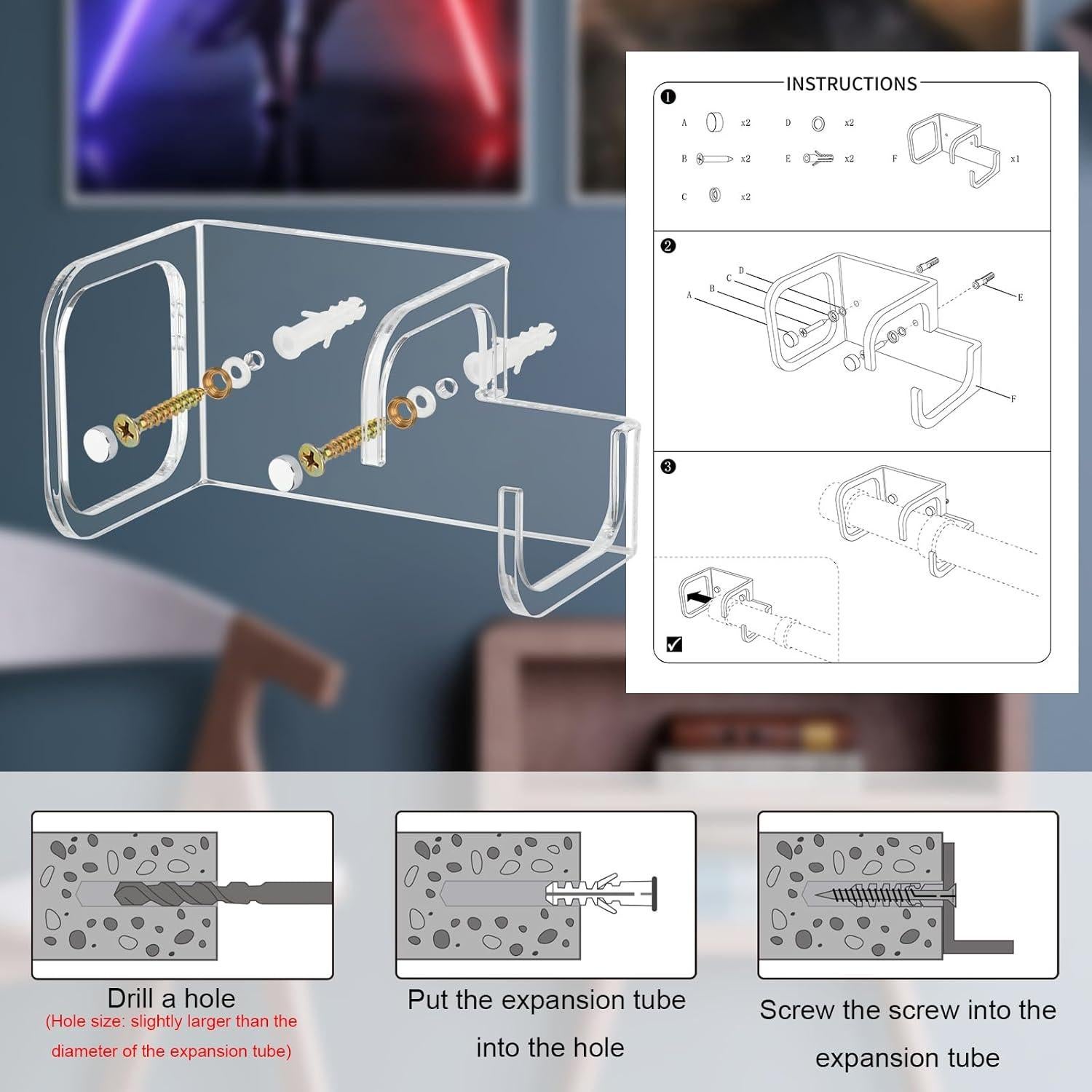 Soporte de Pared Horizontal Acrílico para Sable de Luz LGTSABER