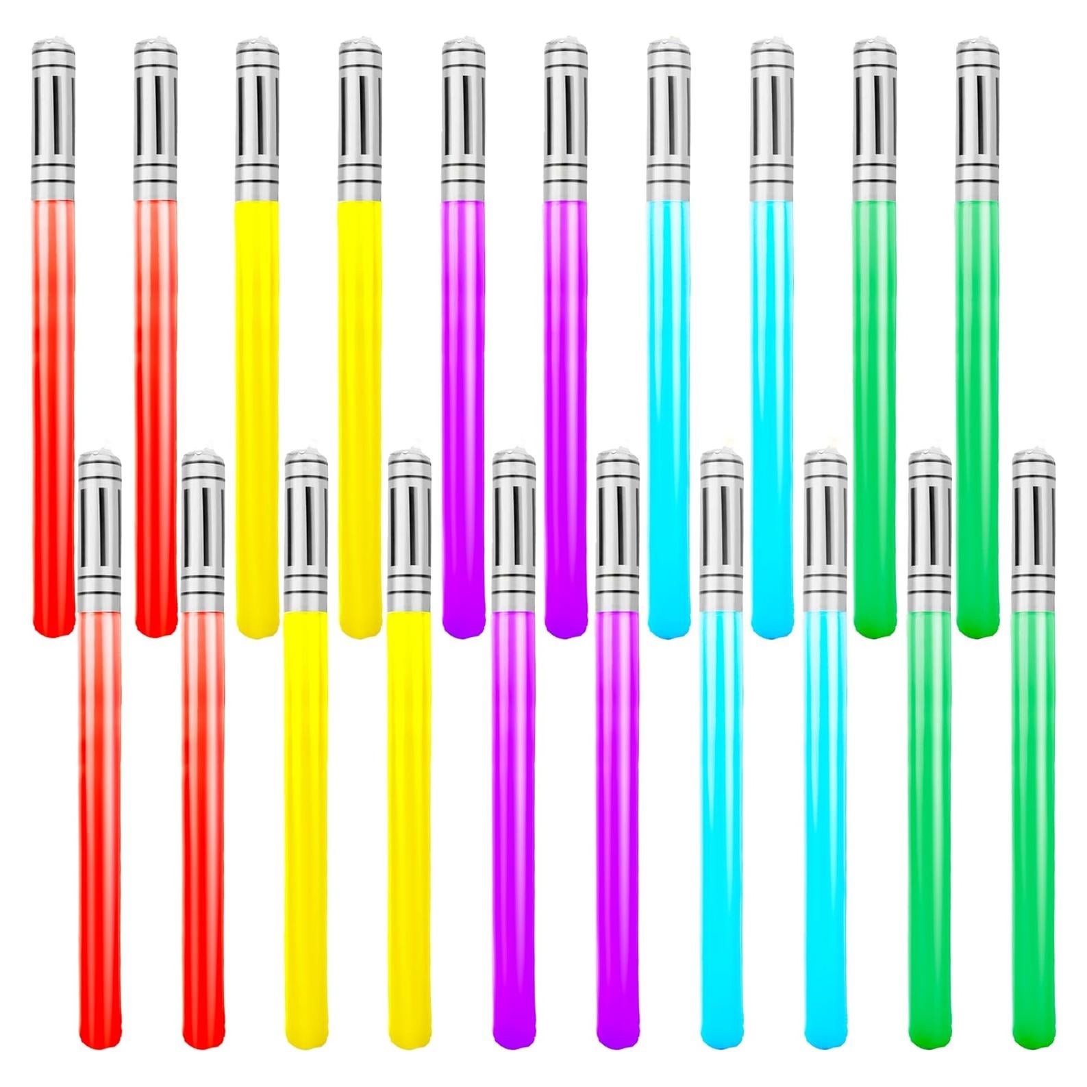 Paquete de 20 Sables de Luz Inflables Haconba 90 cm 5 Colores