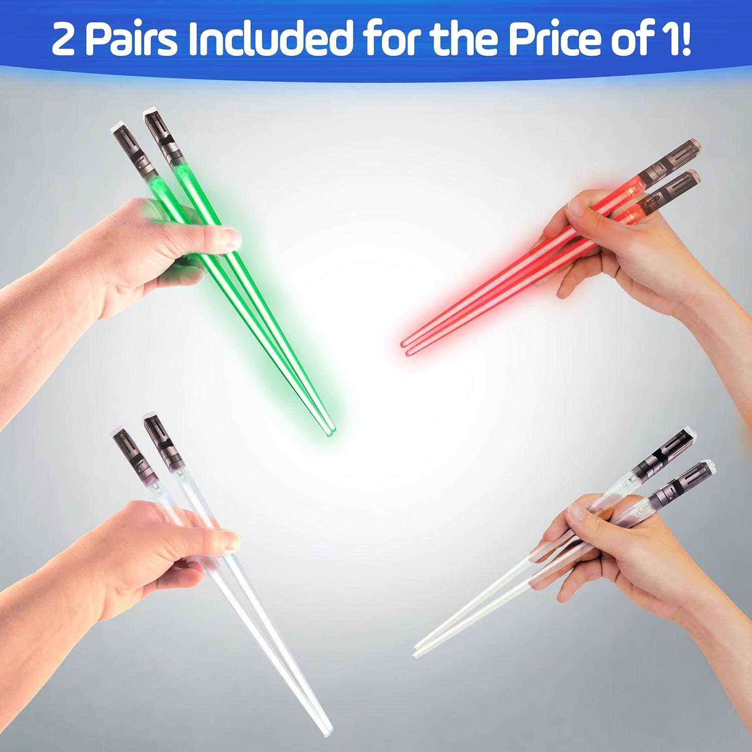 Palillos de Luz LED Star Wars ChopSabers - 2 Pares Verde y Rojo
