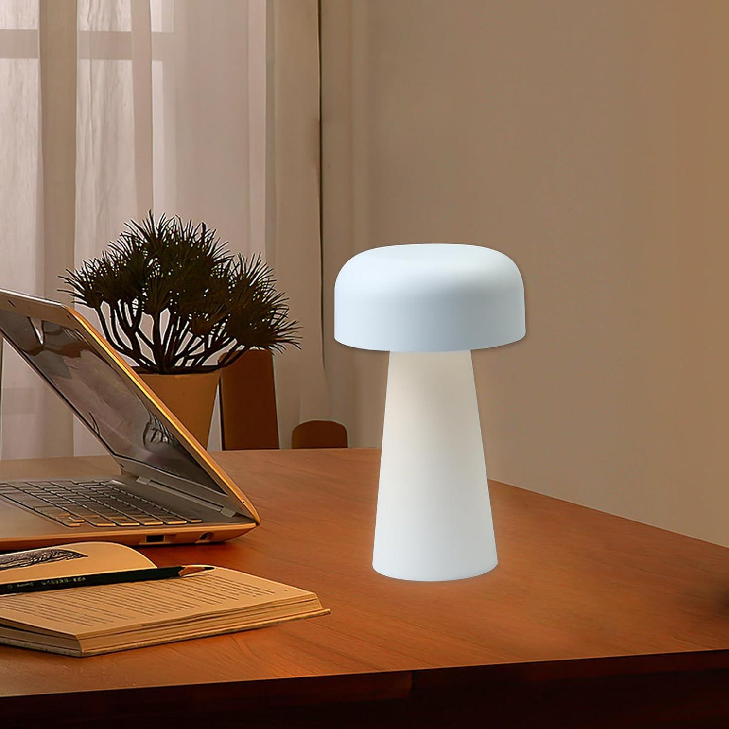 Lámpara de Mesa LED YONIKU Hongo Recargable IP44 Blanca