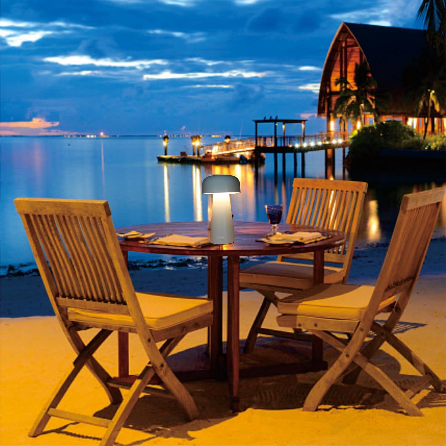 Lámpara de Mesa LED YONIKU Hongo Recargable IP44 Blanca