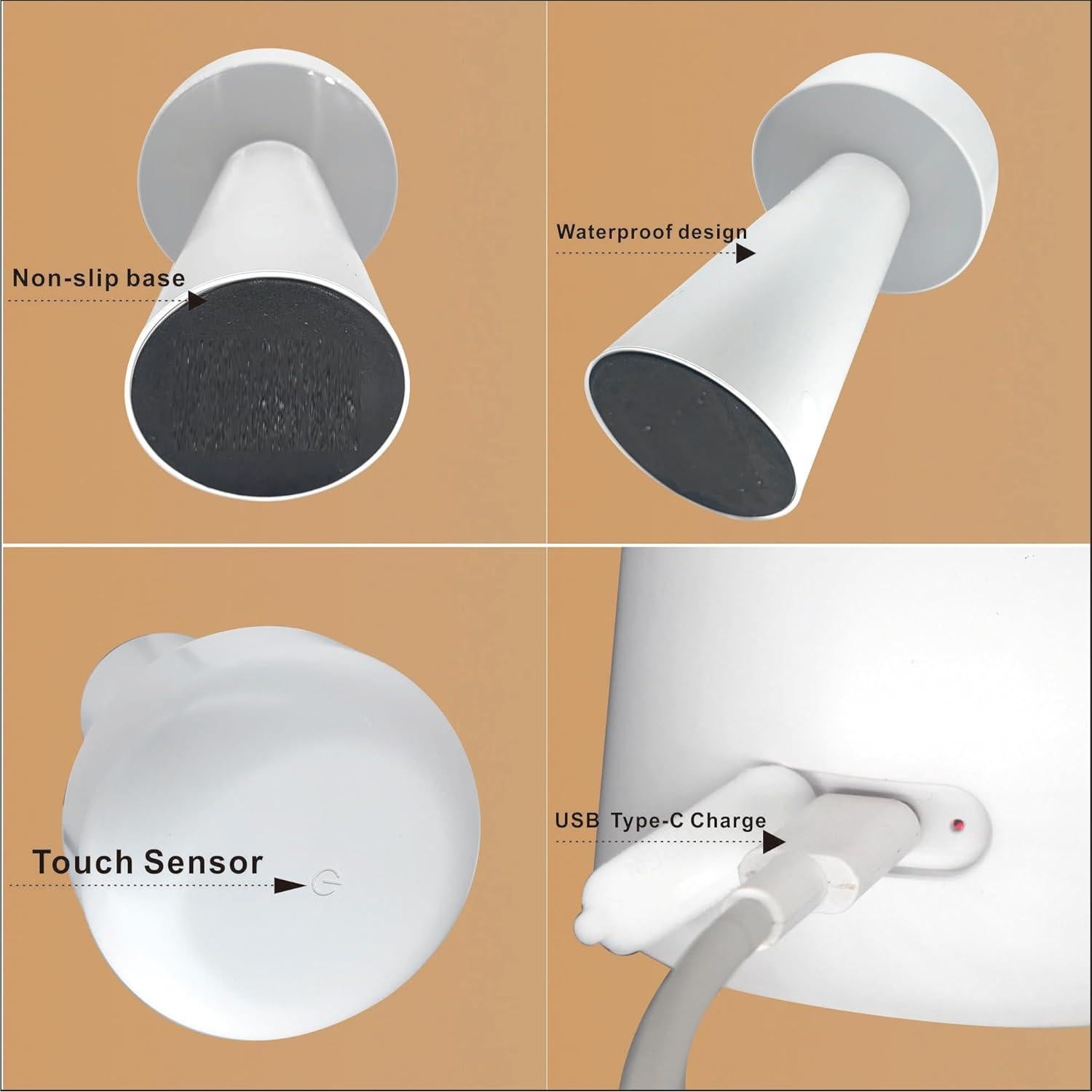 Lámpara de Mesa LED YONIKU Hongo Recargable IP44 Blanca