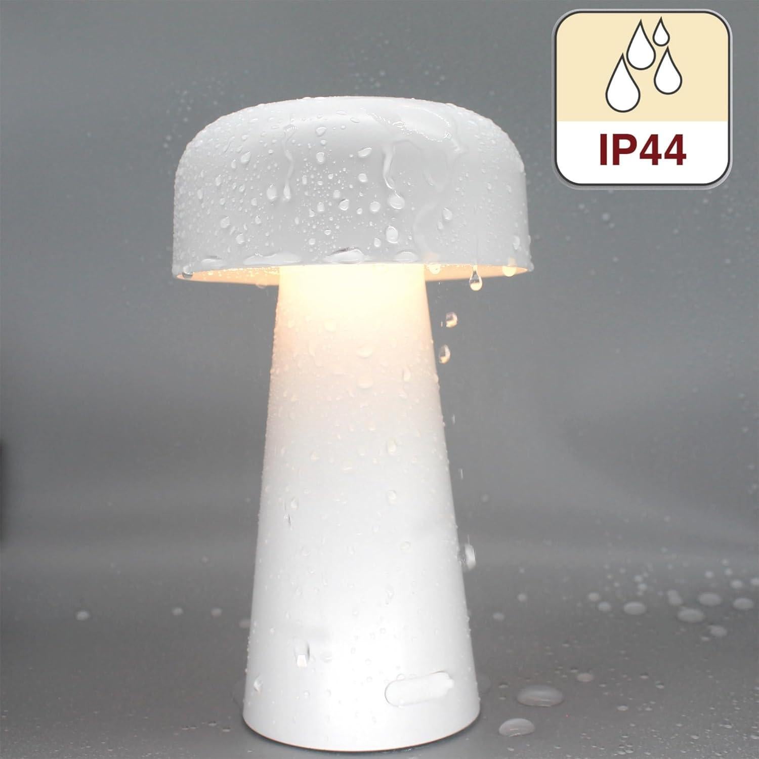 Lámpara de Mesa LED YONIKU Hongo Recargable IP44 Blanca