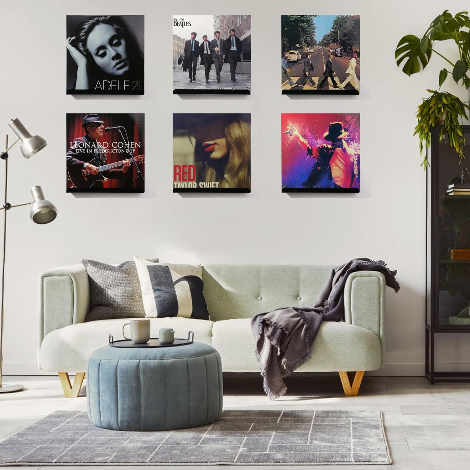 Estante Flotante para Discos de Vinilo Meaocer 6 Piezas 30.48 cm