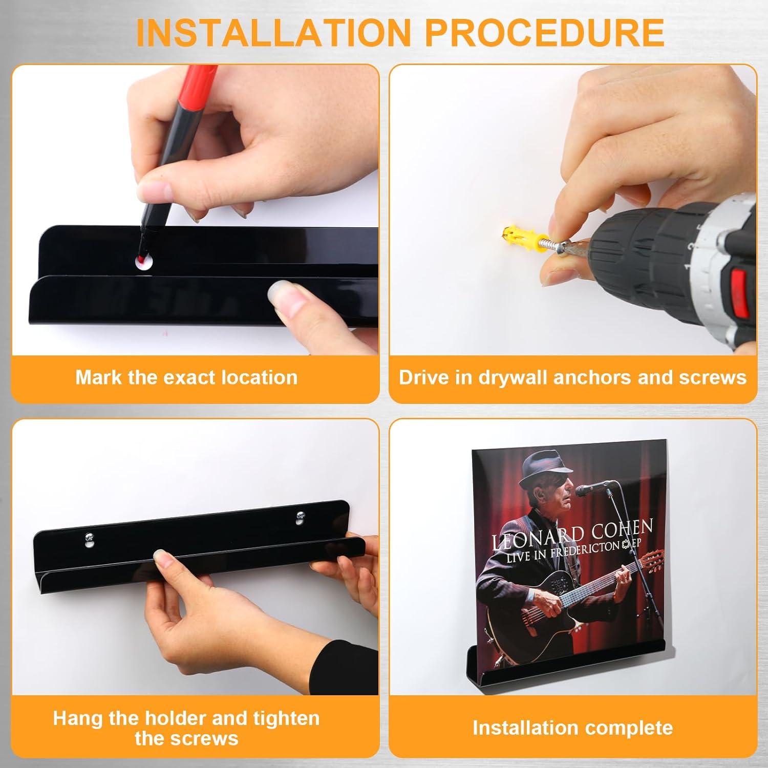 Estante Flotante para Discos de Vinilo Meaocer 6 Piezas 30.48 cm