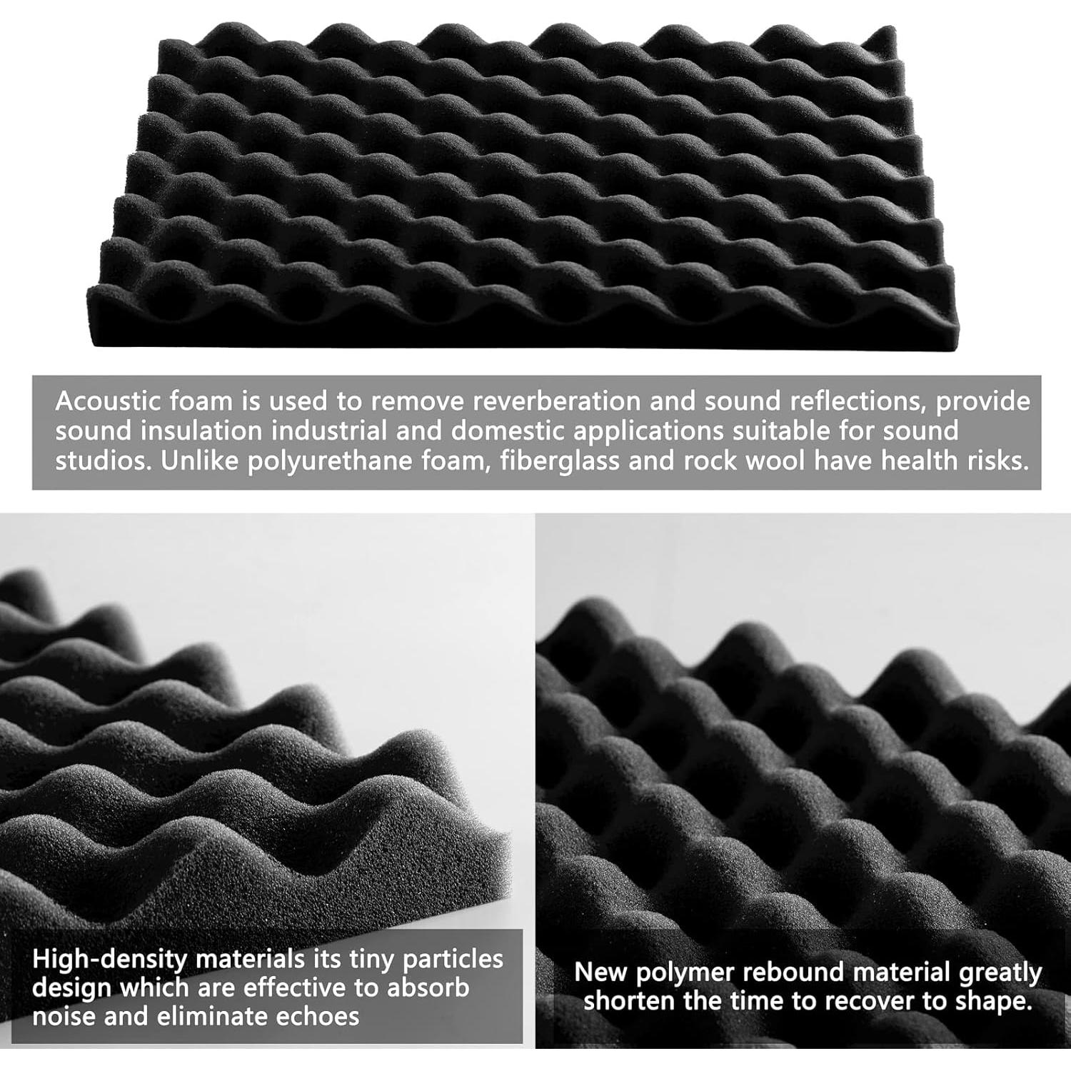 Paneles Acústicos Musfunny Ovalados Negros 12 Piezas 30.48x30.48 cm