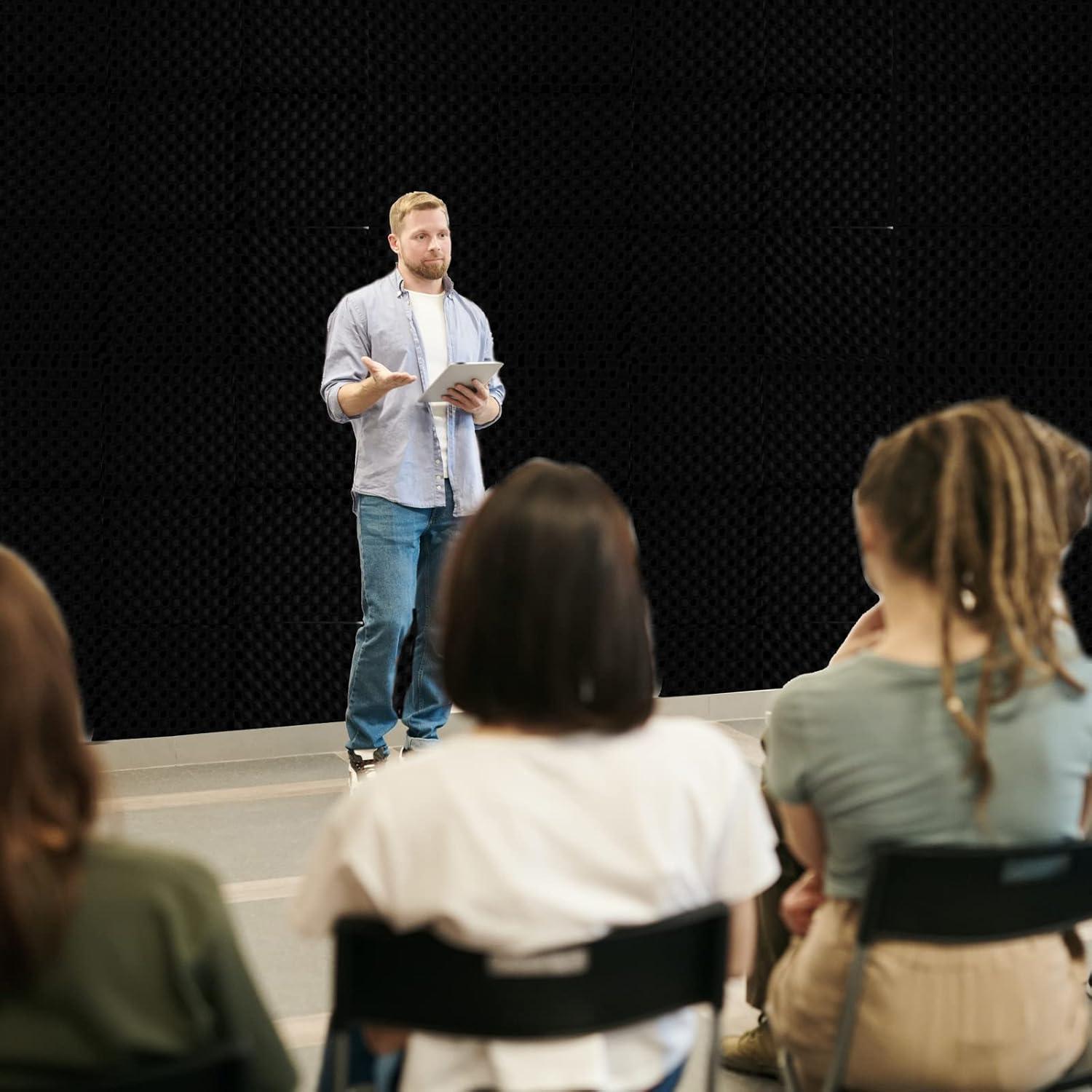 Paneles Acústicos Musfunny Ovalados Negros 12 Piezas 30.48x30.48 cm