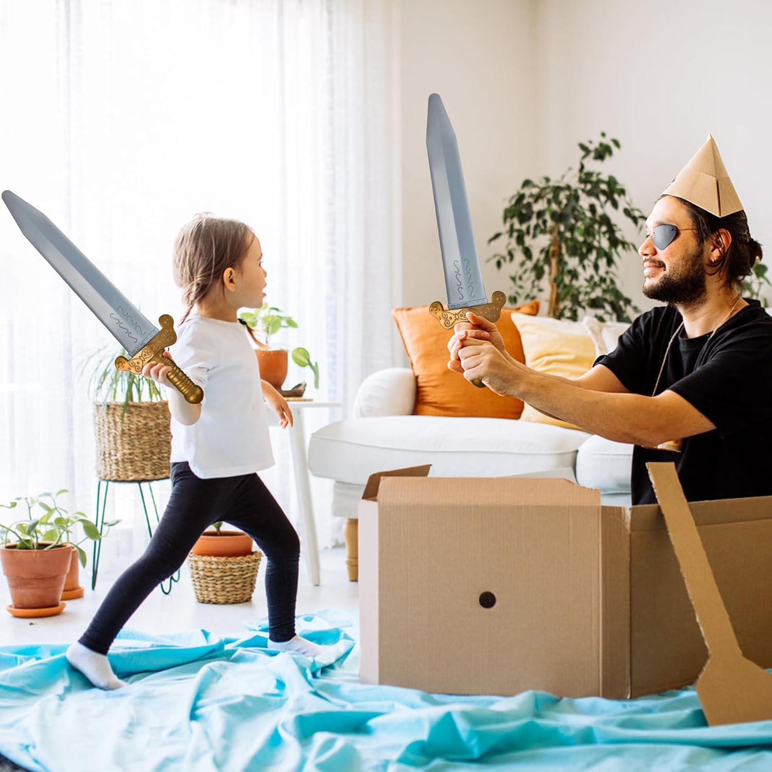 2 Espadas Romanas de Plástico Doradas con Funda 48 cm