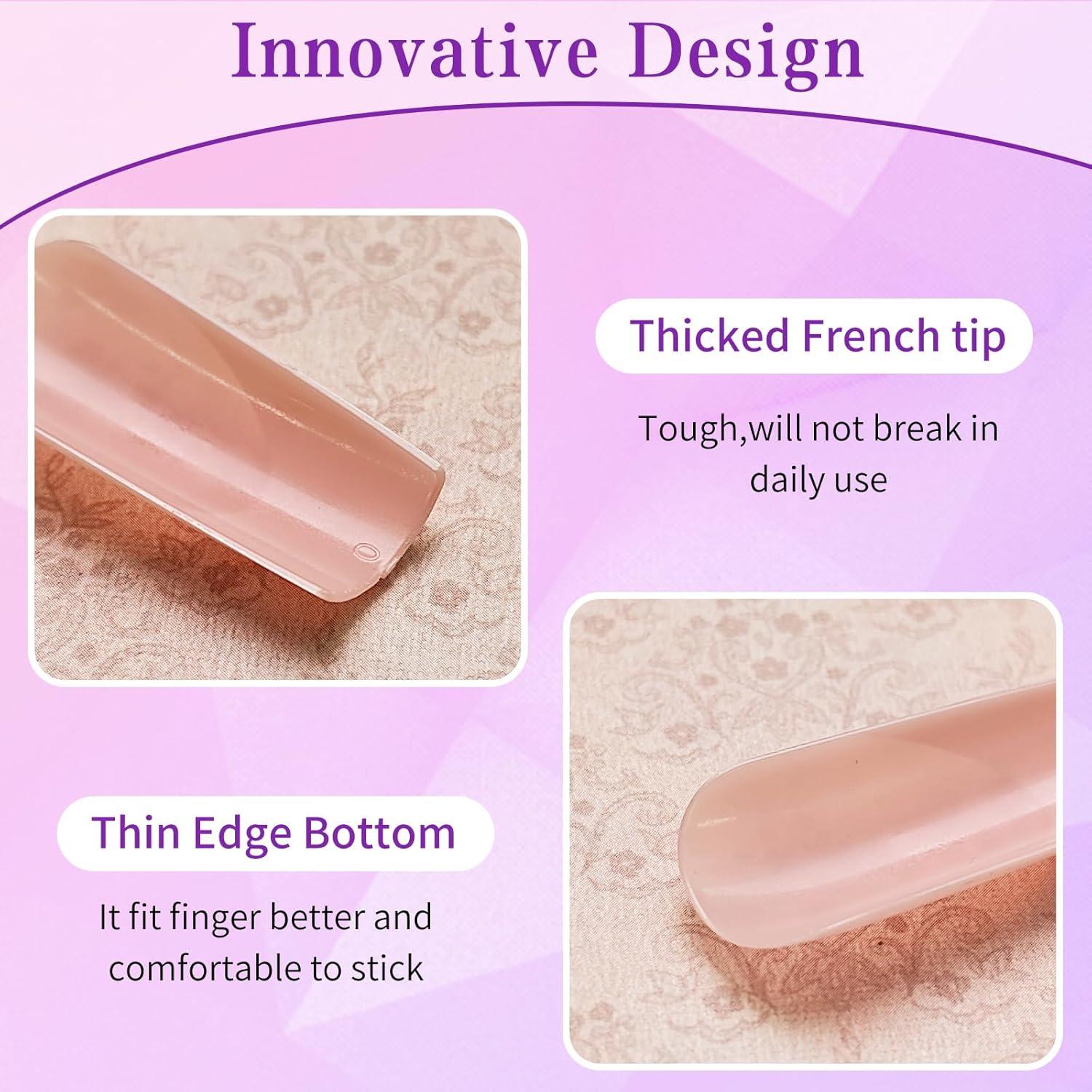 240 Uñas Postizas Largas Punta Francesa Lifextol - Cuadradas