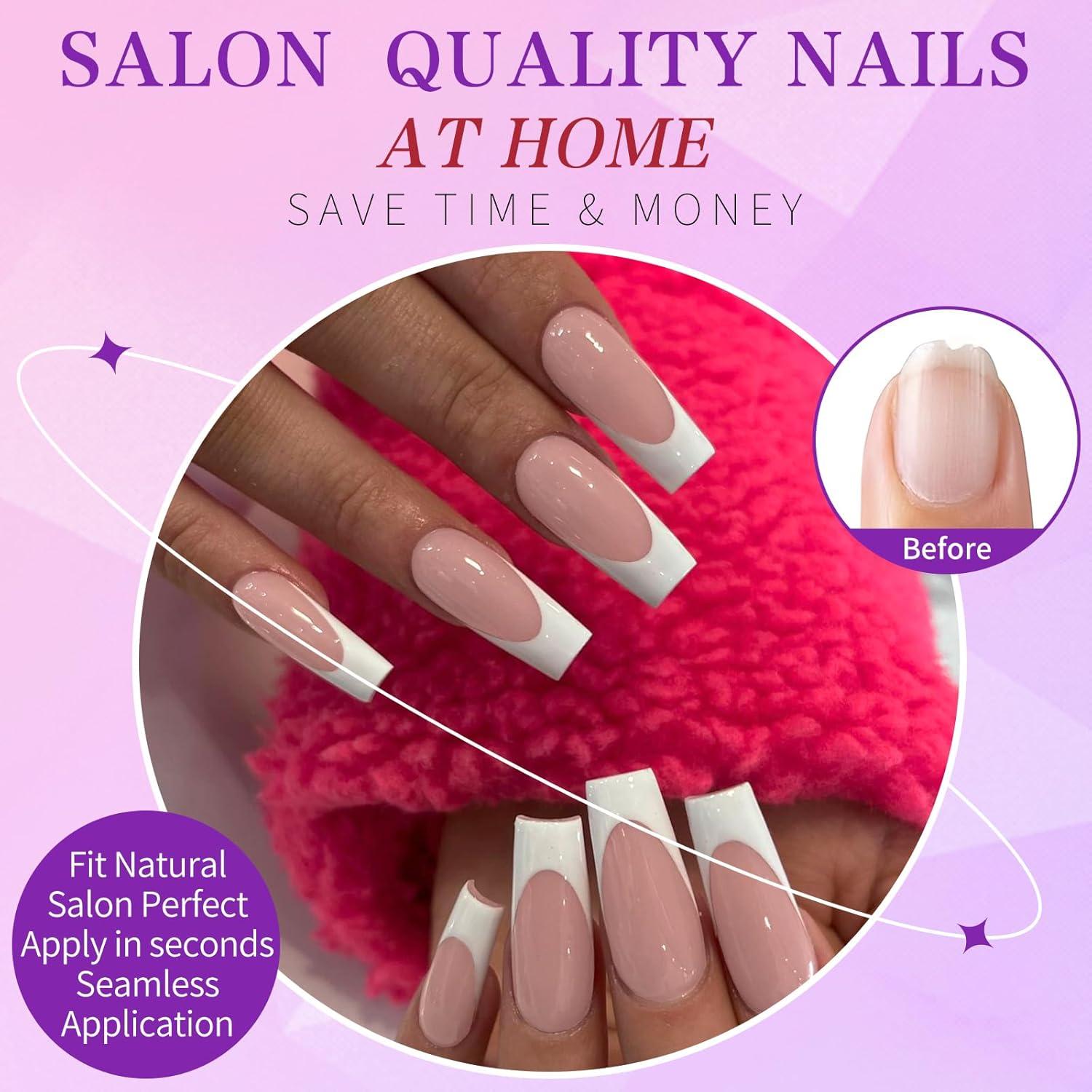 240 Uñas Postizas Largas Punta Francesa Lifextol - Cuadradas