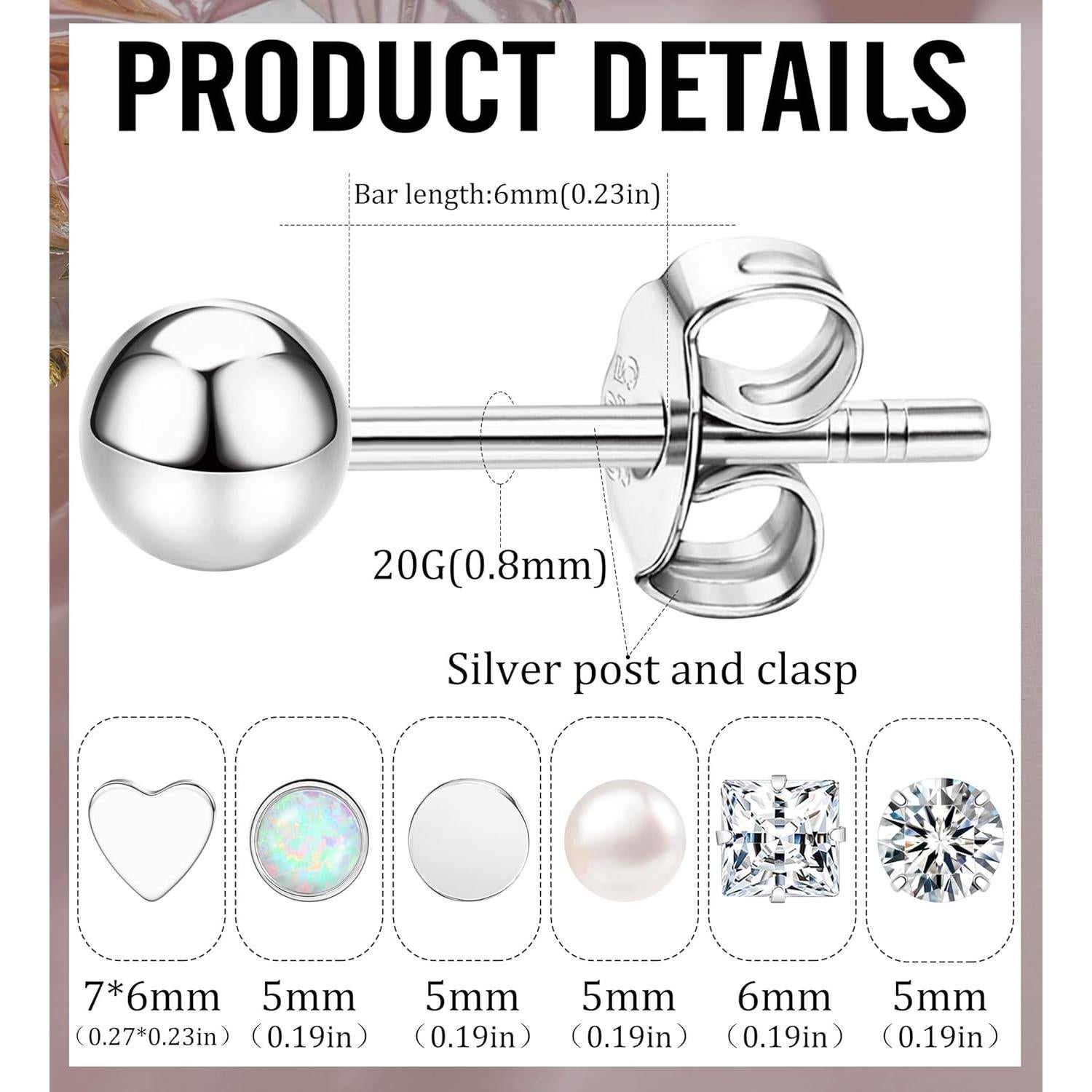 Pendientes de Titanio Hipoalergénicos G23 20G para Mujeres y Hombres