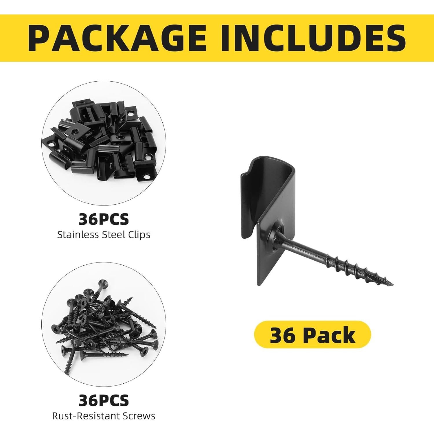 Clips de Inicio WELLOCKS 36 Piezas 1" Negro Acero Inoxidable