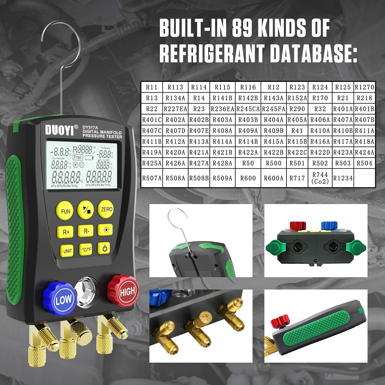 Manómetro Digital DUOYI 517kc para Aire Acondicionado y Refrigeración