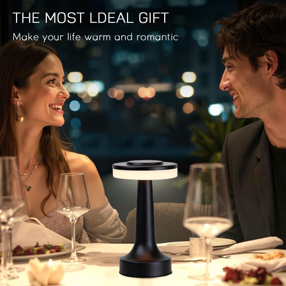 Lámpara de Mesa LED Inalámbrica JHPGEOE Negra 3 Colores