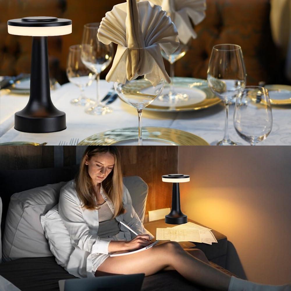 Lámpara de Mesa LED Inalámbrica JHPGEOE Negra 3 Colores