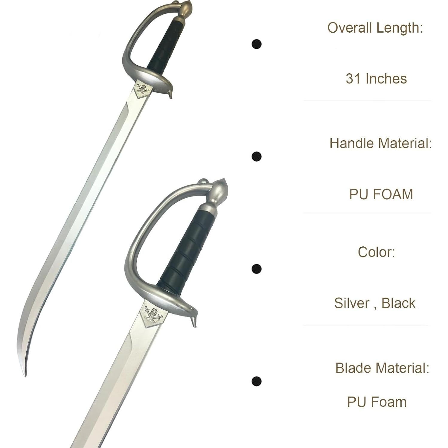 Espada Cutlass Pirata de Espuma QUEQUAQUI 76,2 cm